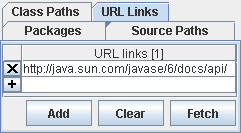 The panel for adding packages etc.